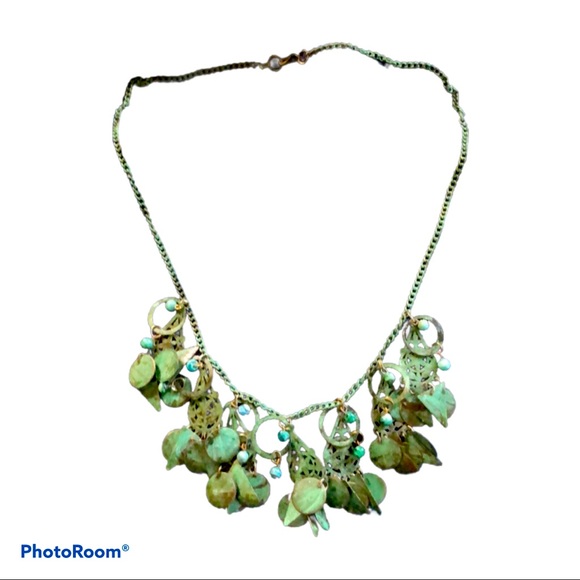Vintage Jewelry - Patina Green‎ Copper Fairycore Boho Necklace